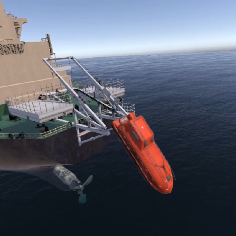 선박화재 대응 VR 시뮬레이터 – 안전한 실내 환경에서 선박 화재 진압 및 탈출 훈련 가능, 이산화탄소 소화기·포말방사기 사용 체험, 선원 및 소방대원 교육용 친환경 시뮬레이션 시스템